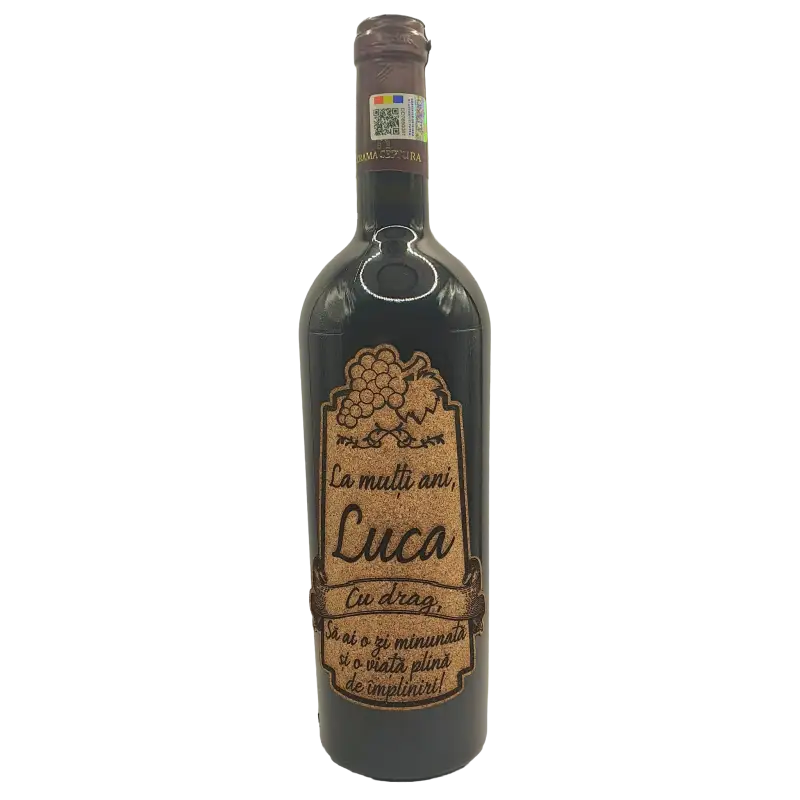 La multi ani luca, eticheta pluta cu mesaj